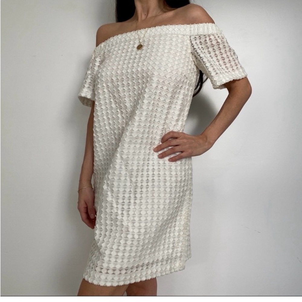 Club Monaco Cream off the shoulder dress off white